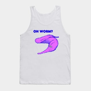 cute fuzzy purple worm on a string / oh worm meme text Tank Top